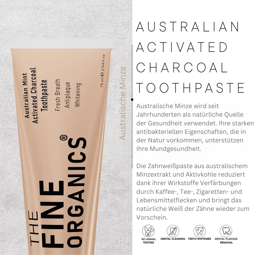 Australian Mint Activated Charcoal Toothpaste - THE FINE ORGANICS