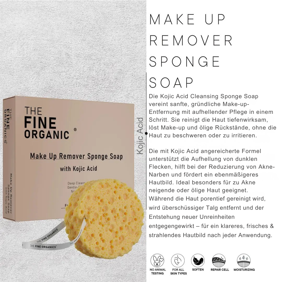 Make Up Remover Sponge Soap mit Kokic Acid - THE FINE ORGANICS