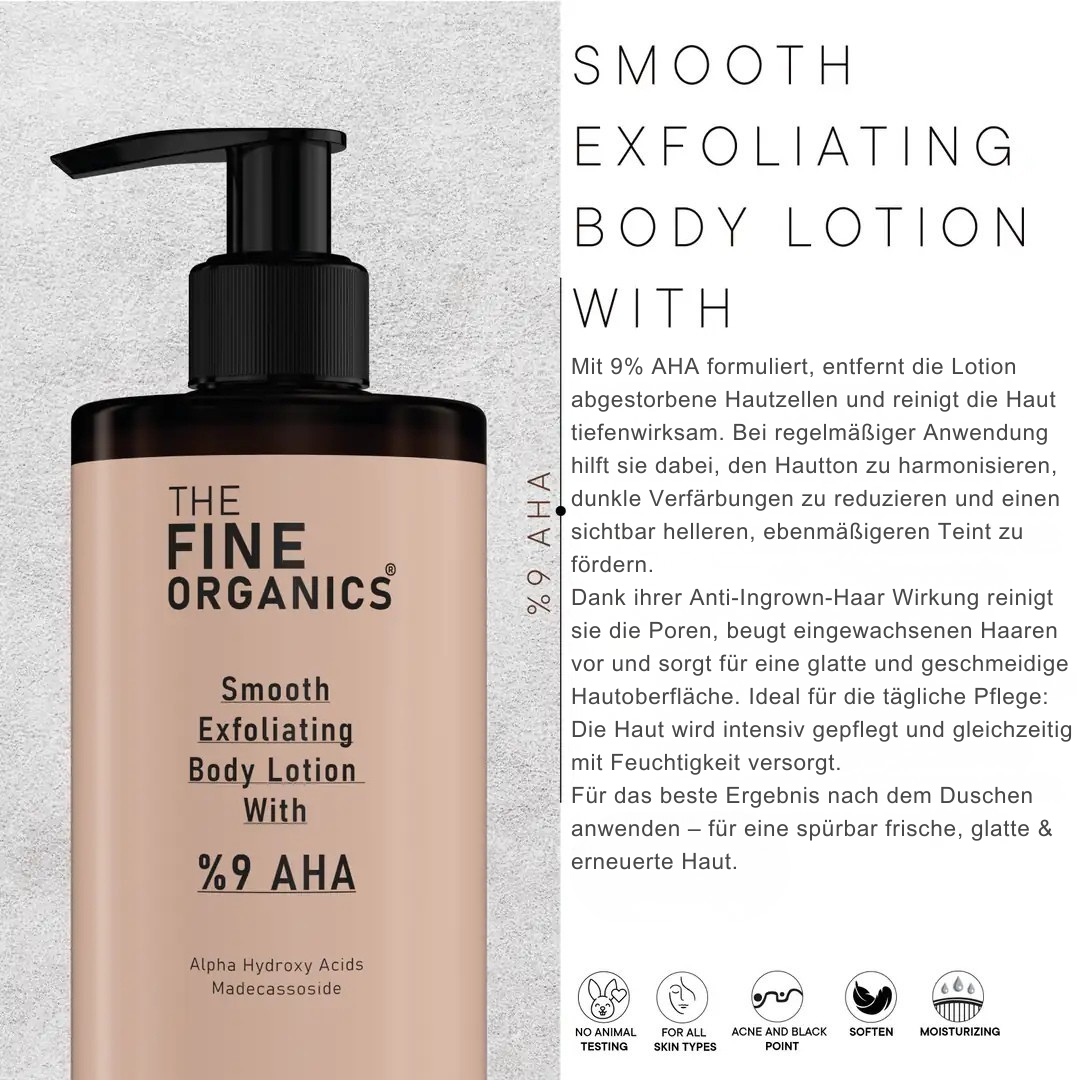 AHA 9% Smooth Exfoliating Body Lotion - THE FINE ORGANICS